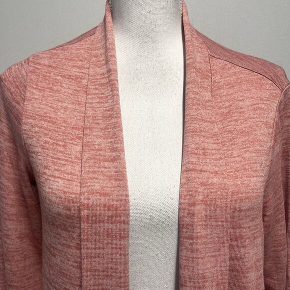 Lands' End Duster Long Cardigan Jacket size Medium 10-12 Coral Pink Rose Pockets - Picture 4 of 8
